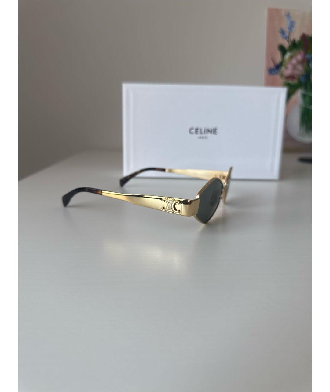 CELINE Золотые металлические солнцезащитные очки, фото 2