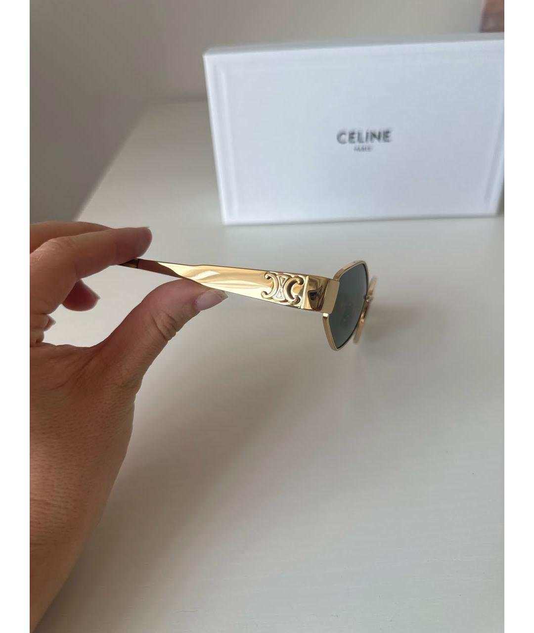 CELINE Золотые металлические солнцезащитные очки, фото 3
