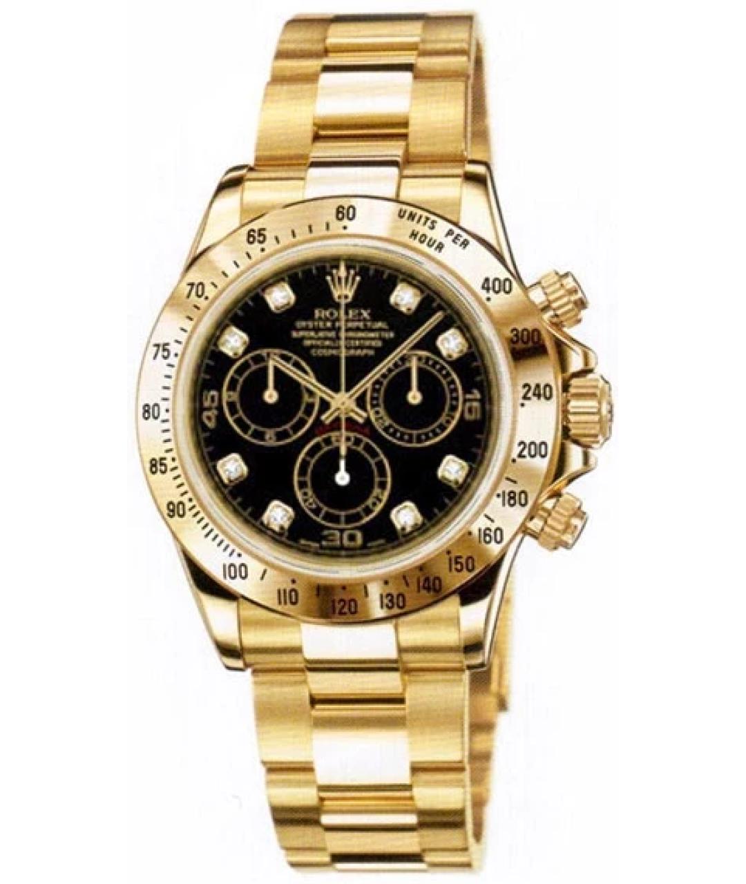 ROLEX Черные часы из желтого золота, фото 10