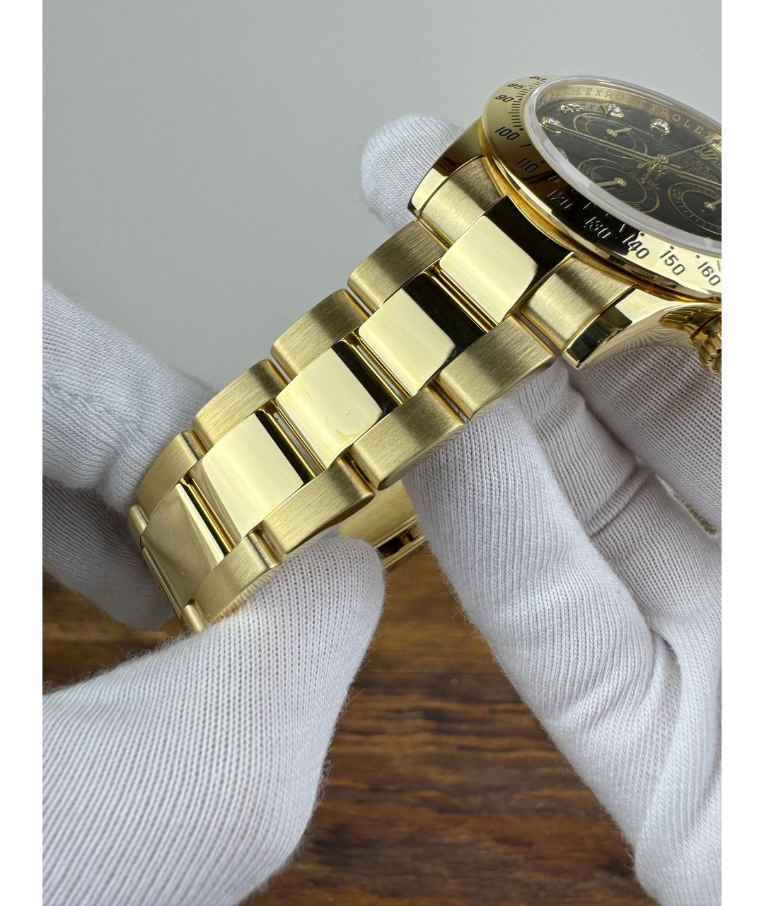 ROLEX Черные часы из желтого золота, фото 5