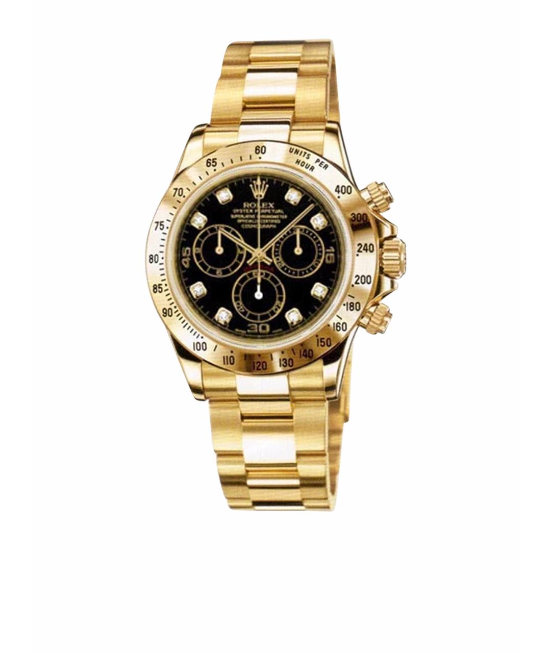 ROLEX Черные часы из желтого золота, фото 1
