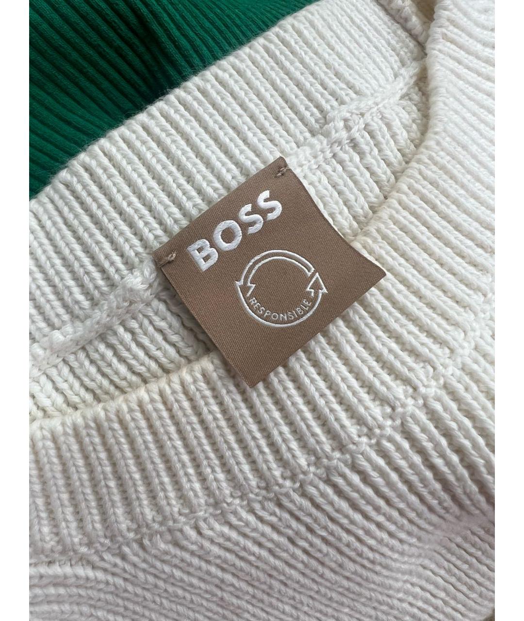 HUGO BOSS Белый хлопковый джемпер / свитер, фото 3