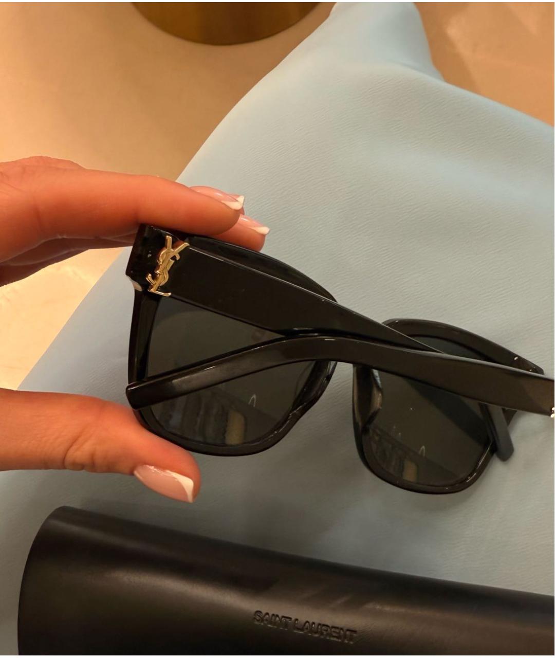 YVES SAINT LAURENT BEAUTY Черные пластиковые солнцезащитные очки, фото 2