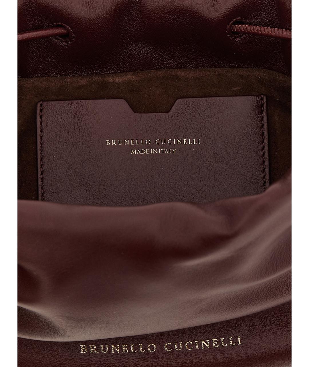 BRUNELLO CUCINELLI Бордовая кожаная сумка через плечо, фото 4