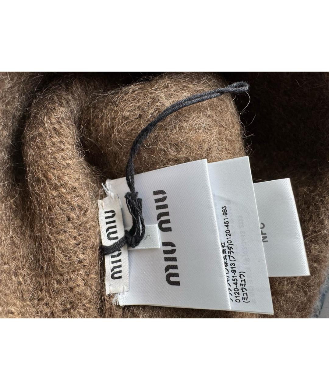MIU MIU Коричневая шерстяная шапка, фото 4