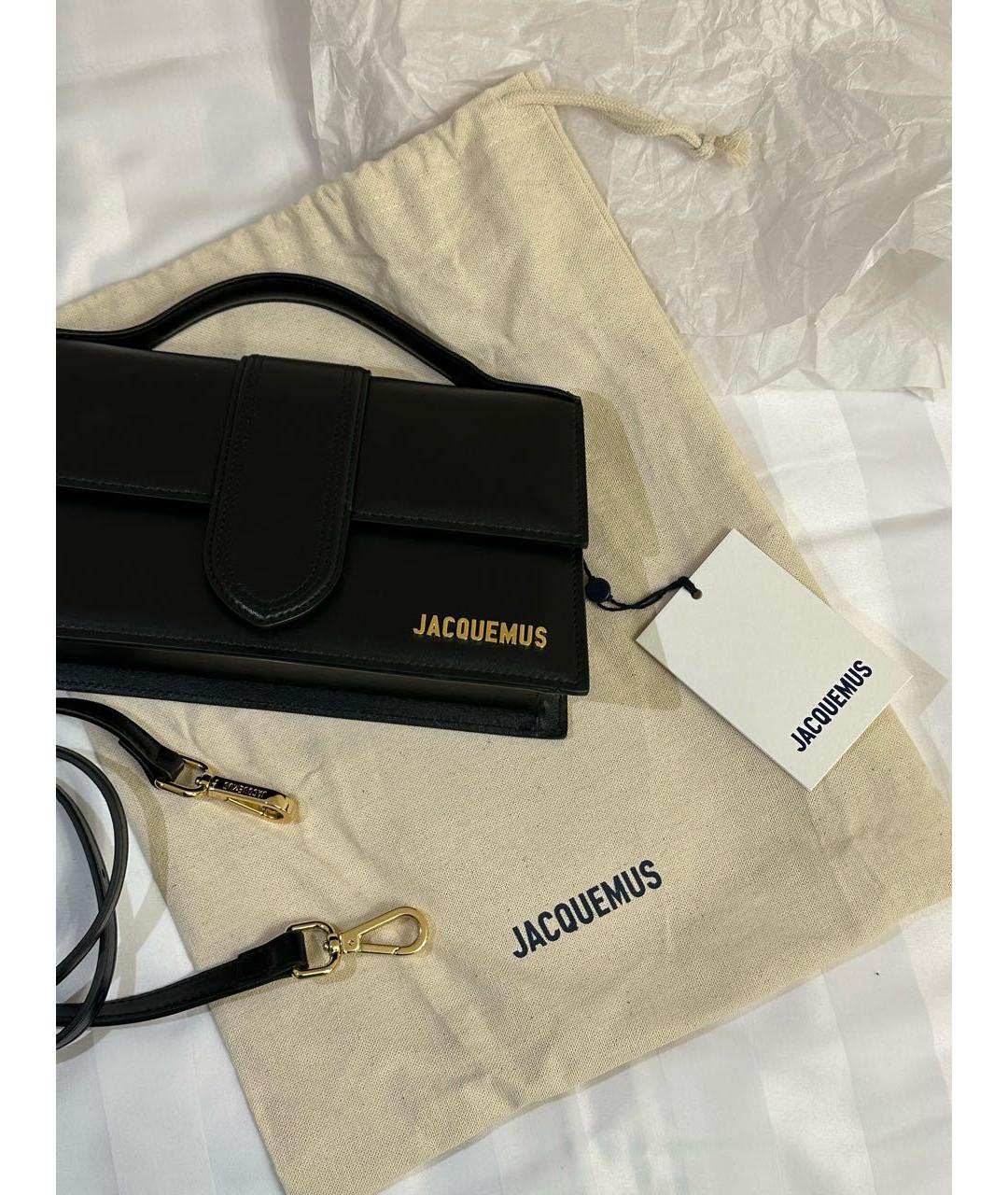 JACQUEMUS Черная кожаная сумка через плечо, фото 5
