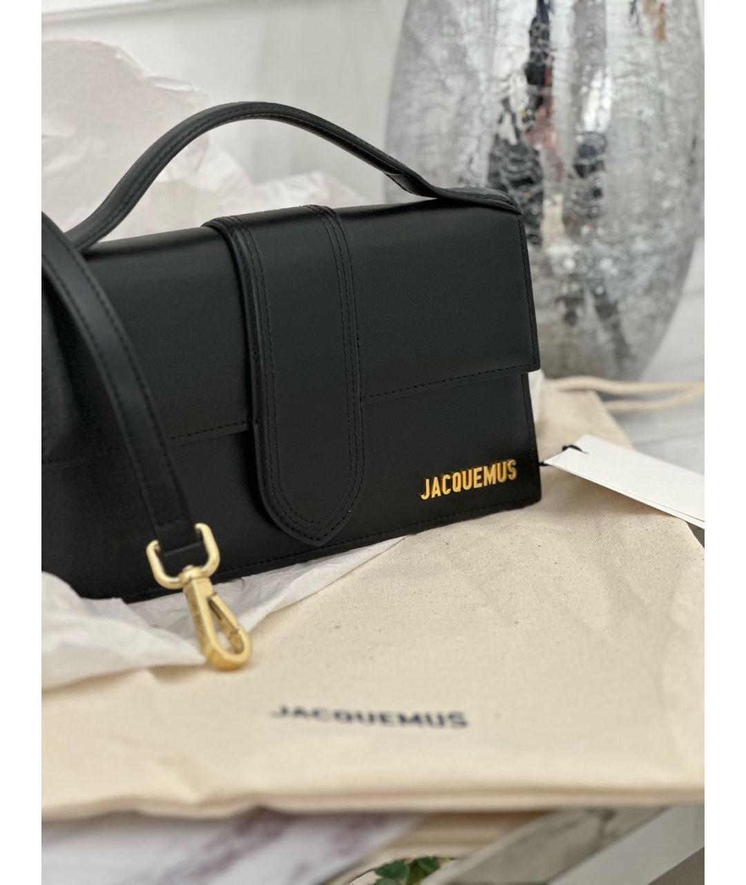JACQUEMUS Черная кожаная сумка через плечо, фото 4