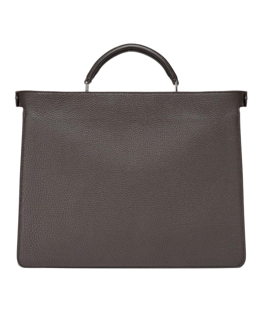 FENDI Коричневая кожаная сумка тоут, фото 3