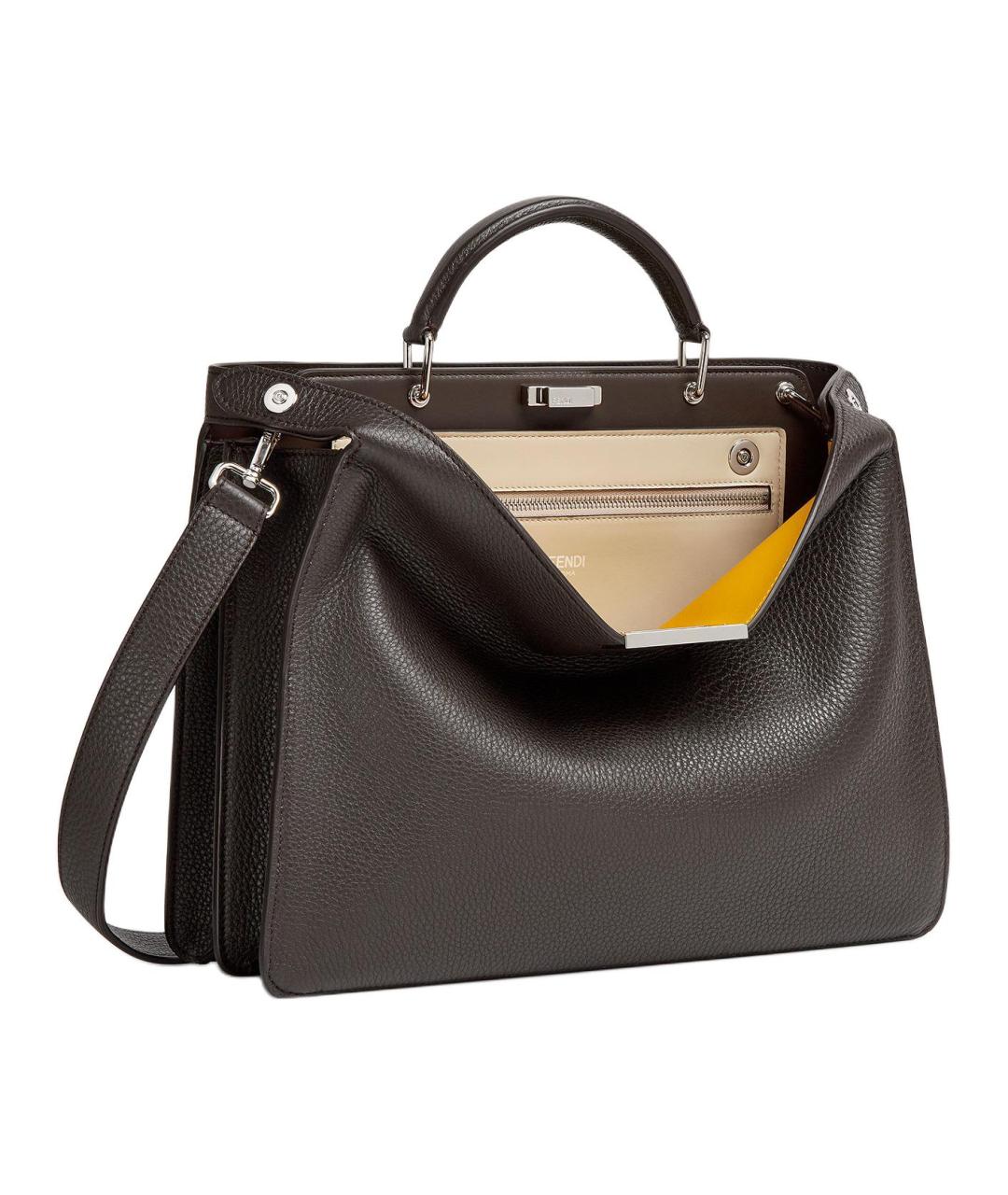 FENDI Коричневая кожаная сумка тоут, фото 2