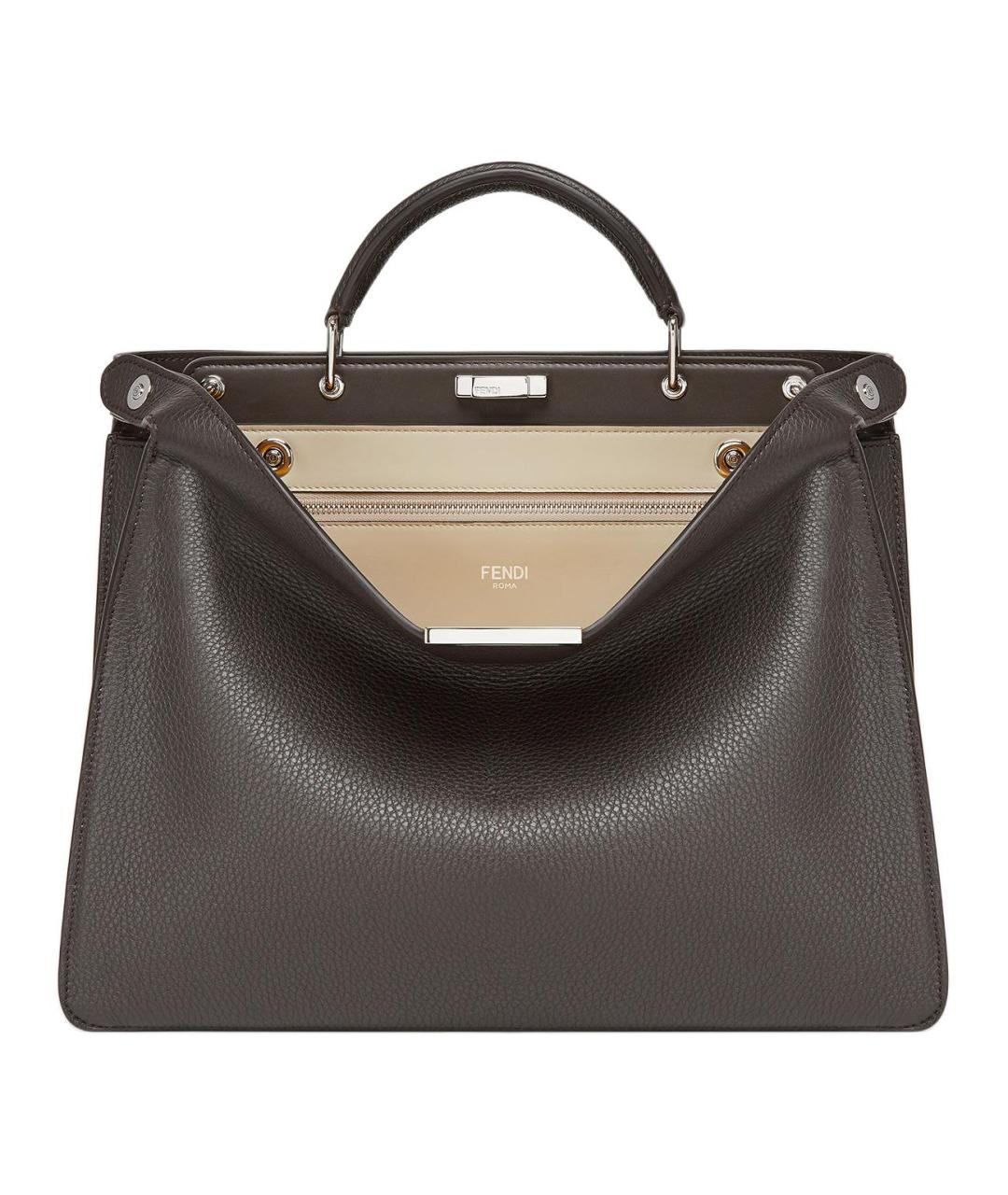 FENDI Коричневая кожаная сумка тоут, фото 1