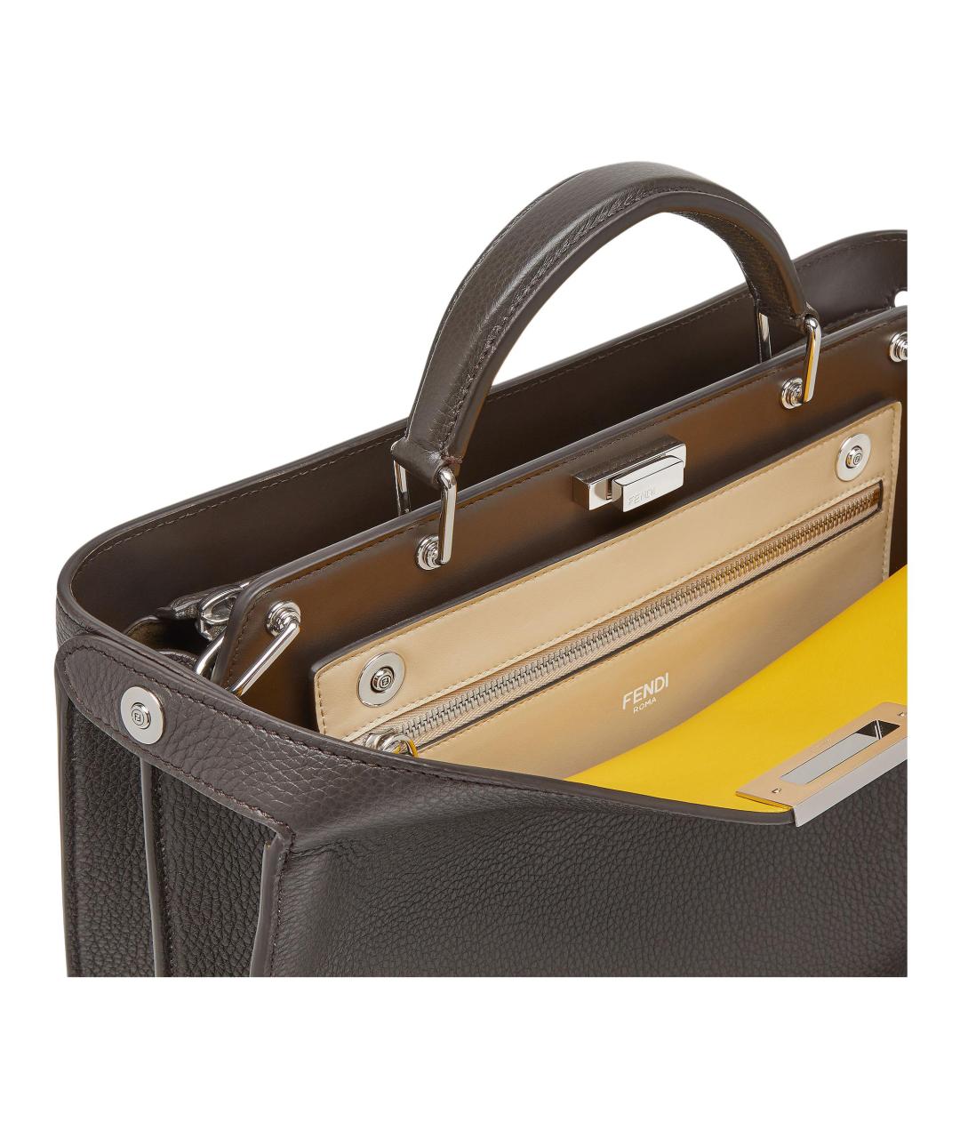 FENDI Коричневая кожаная сумка тоут, фото 5