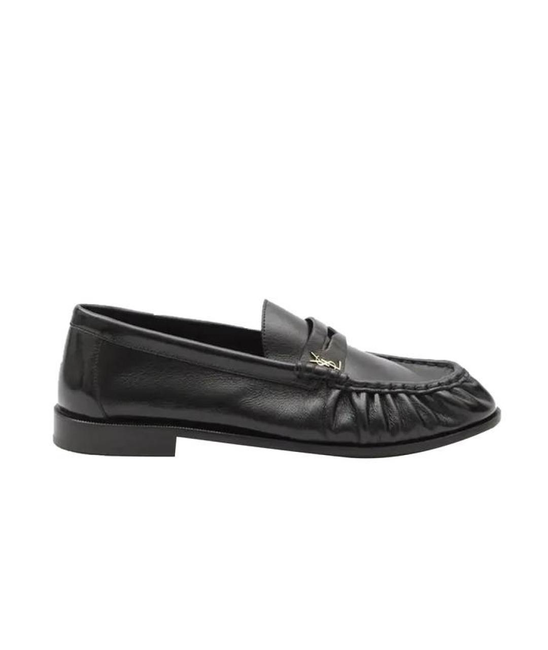 SAINT LAURENT Черные кожаные лоферы, фото 1