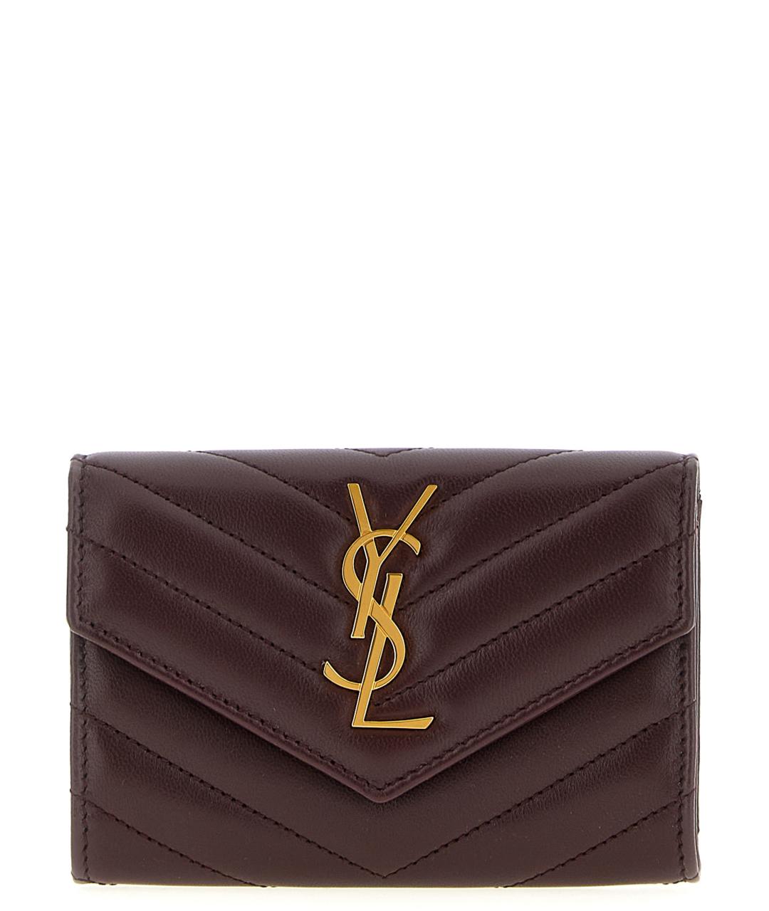 SAINT LAURENT Бордовый кожаный кошелек, фото 1