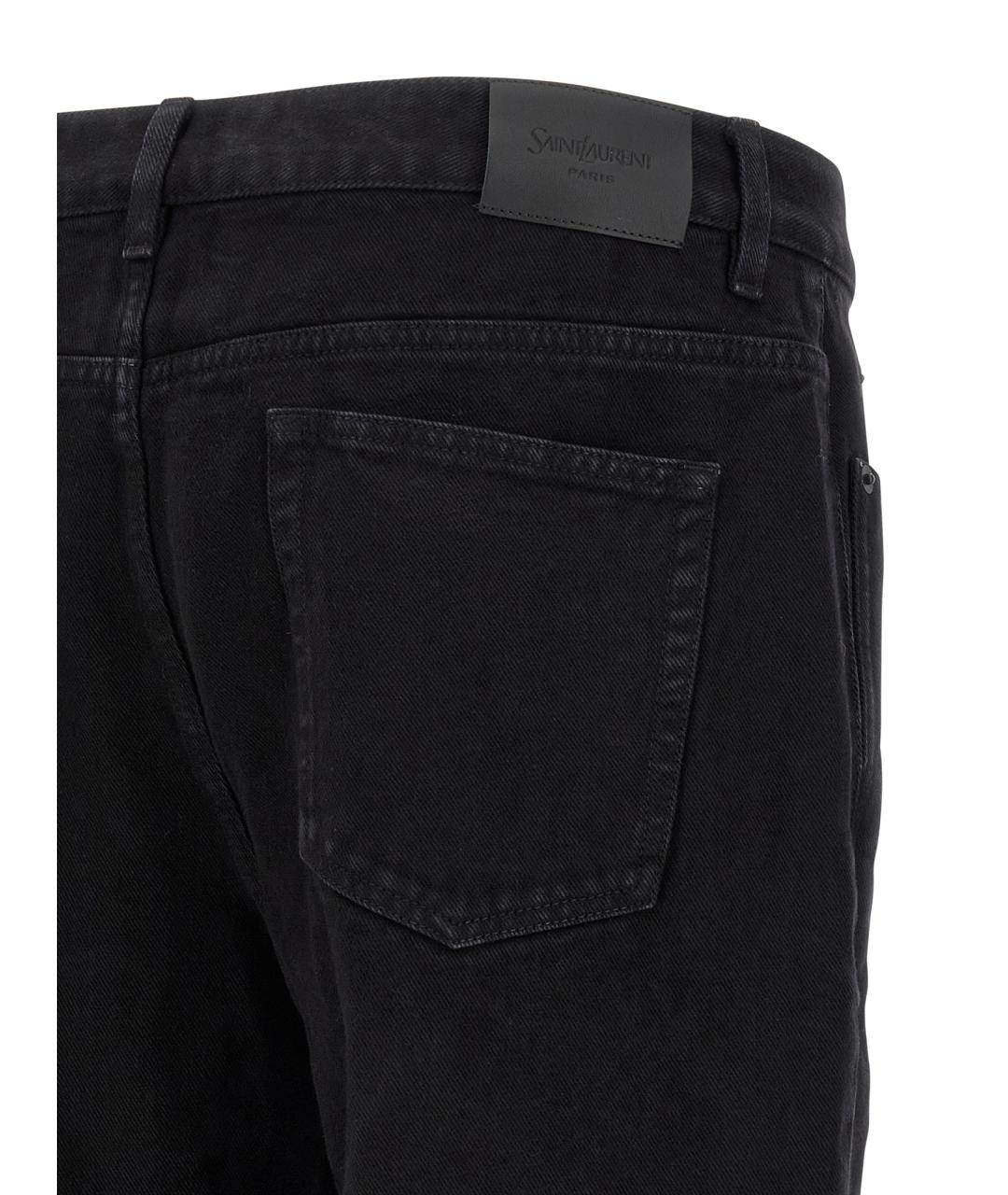 SAINT LAURENT Черные хлопковые прямые джинсы, фото 4