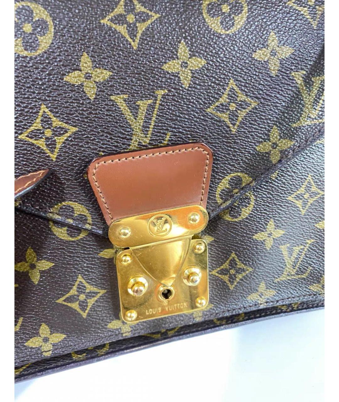LOUIS VUITTON Коричневая кожаная сумка через плечо, фото 7