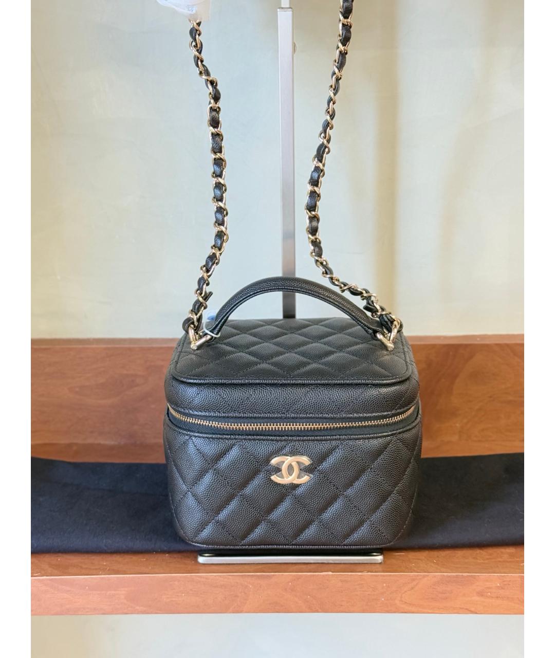 CHANEL Черная кожаная сумка тоут, фото 9