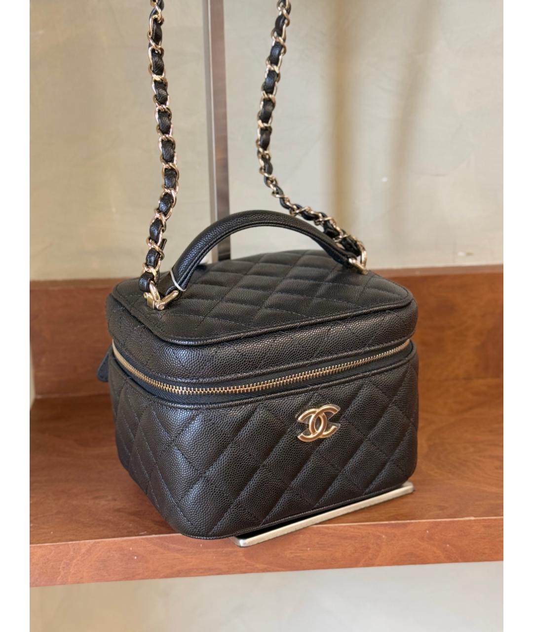 CHANEL Черная кожаная сумка тоут, фото 4
