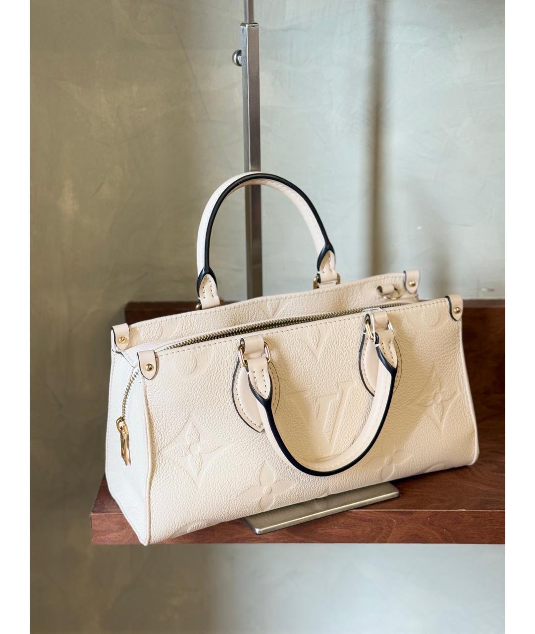 LOUIS VUITTON Белая кожаная сумка тоут, фото 8