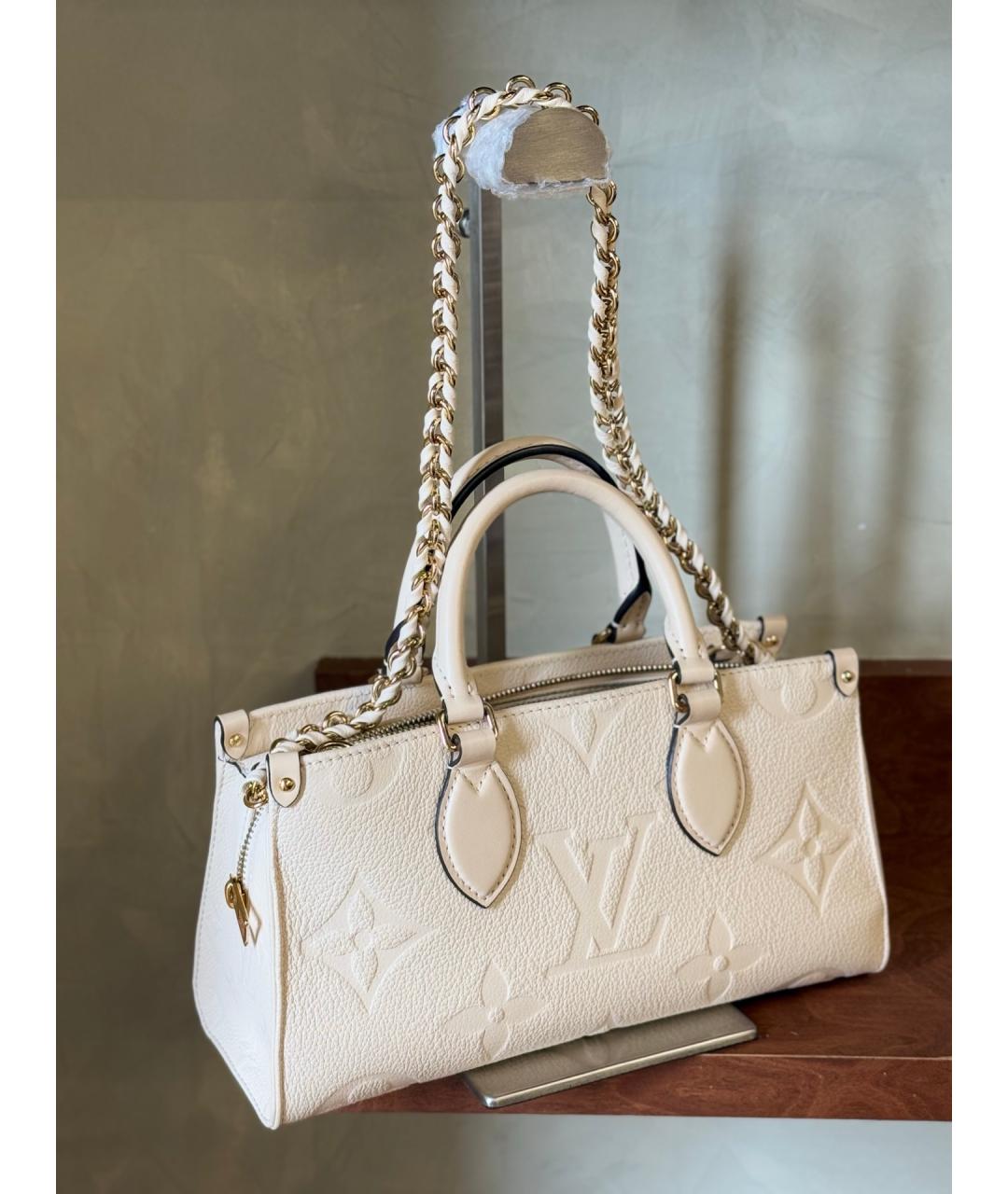 LOUIS VUITTON Белая кожаная сумка тоут, фото 5