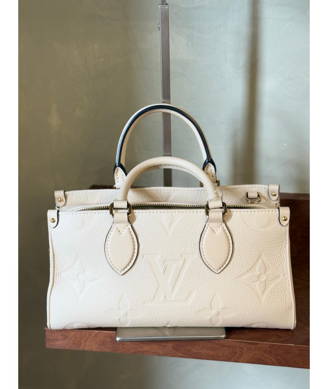 LOUIS VUITTON Белая кожаная сумка тоут, фото 6