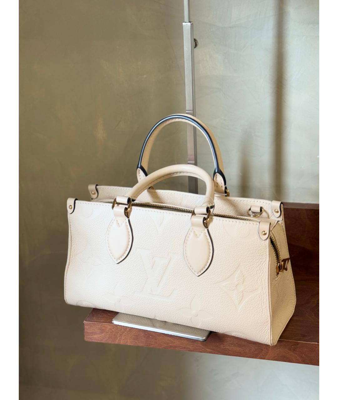 LOUIS VUITTON Белая кожаная сумка тоут, фото 7