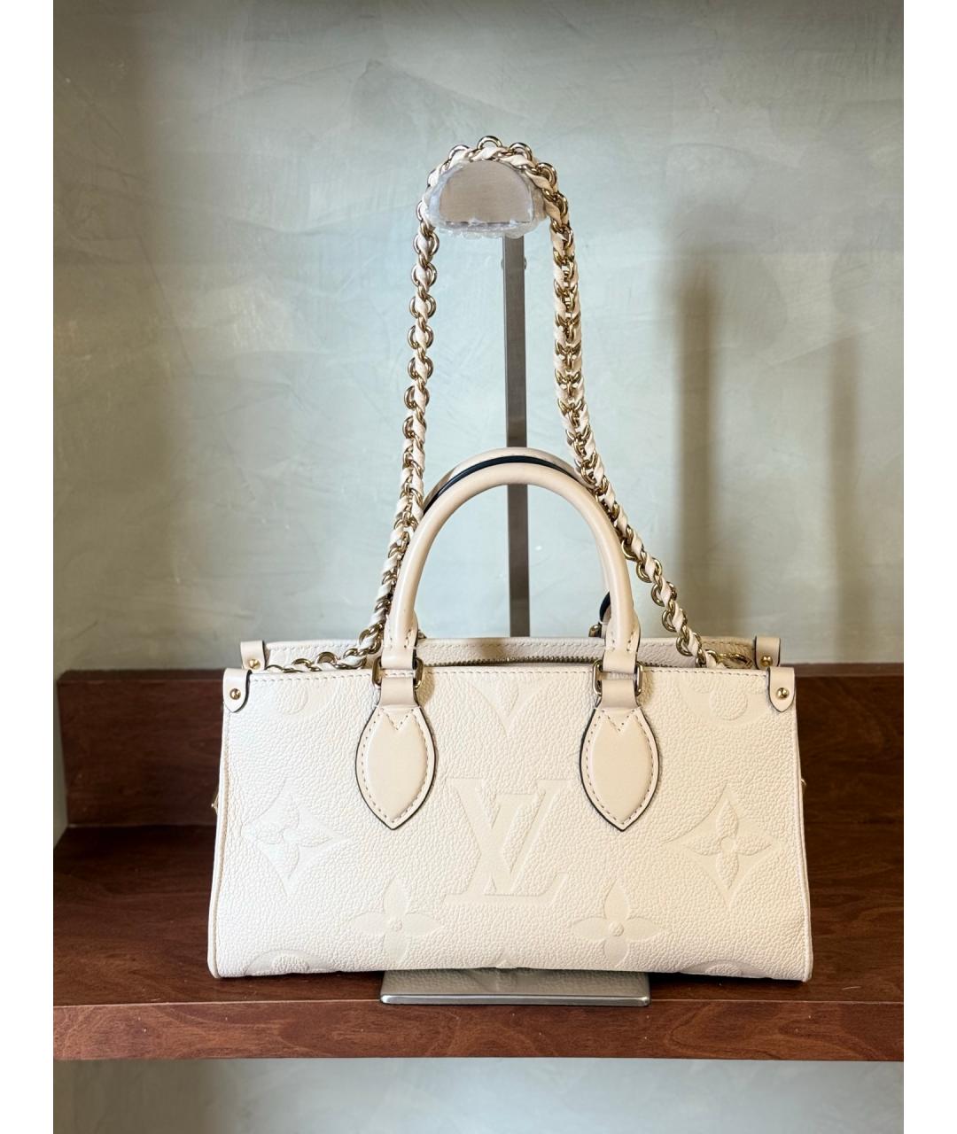 LOUIS VUITTON Белая кожаная сумка тоут, фото 3