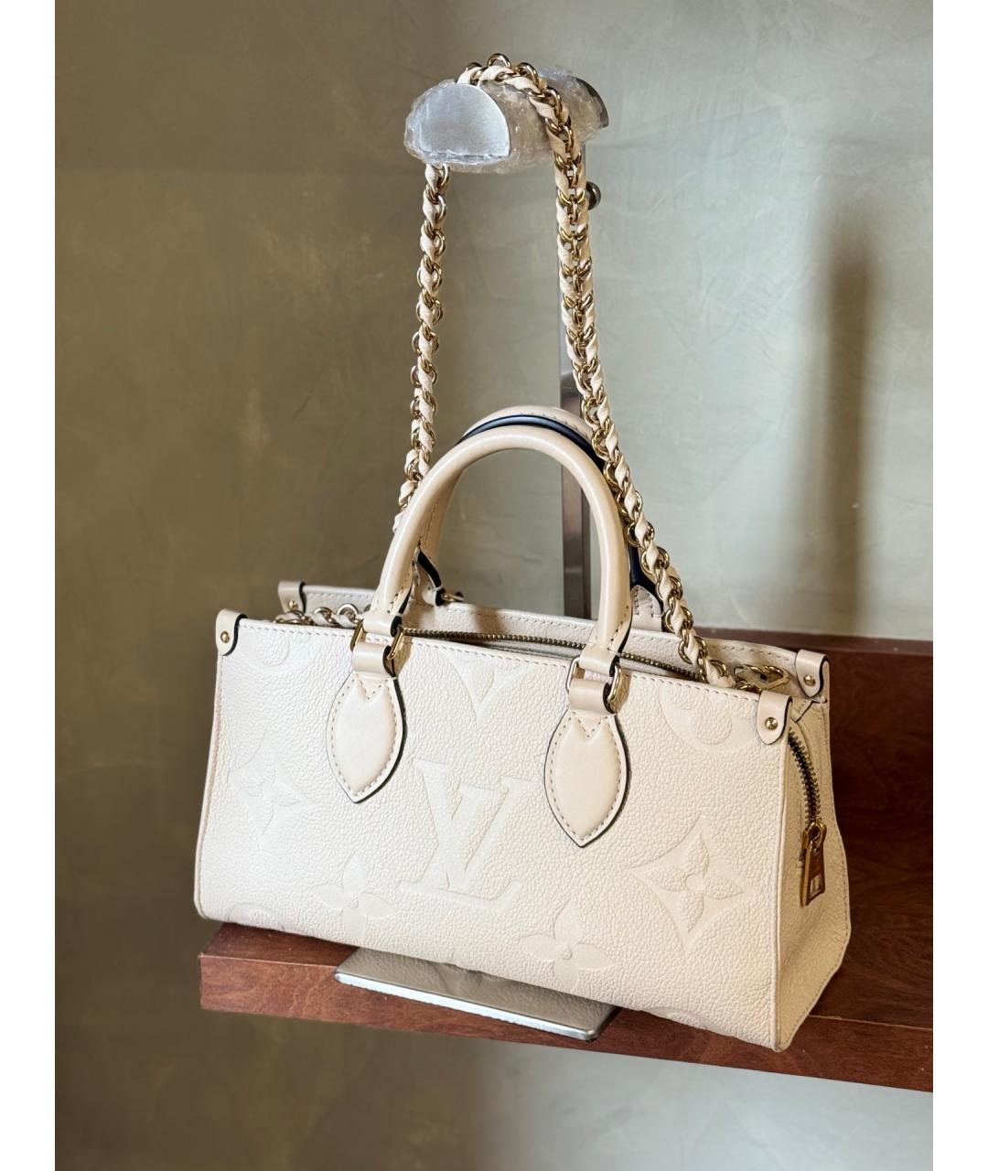 LOUIS VUITTON Белая кожаная сумка тоут, фото 4