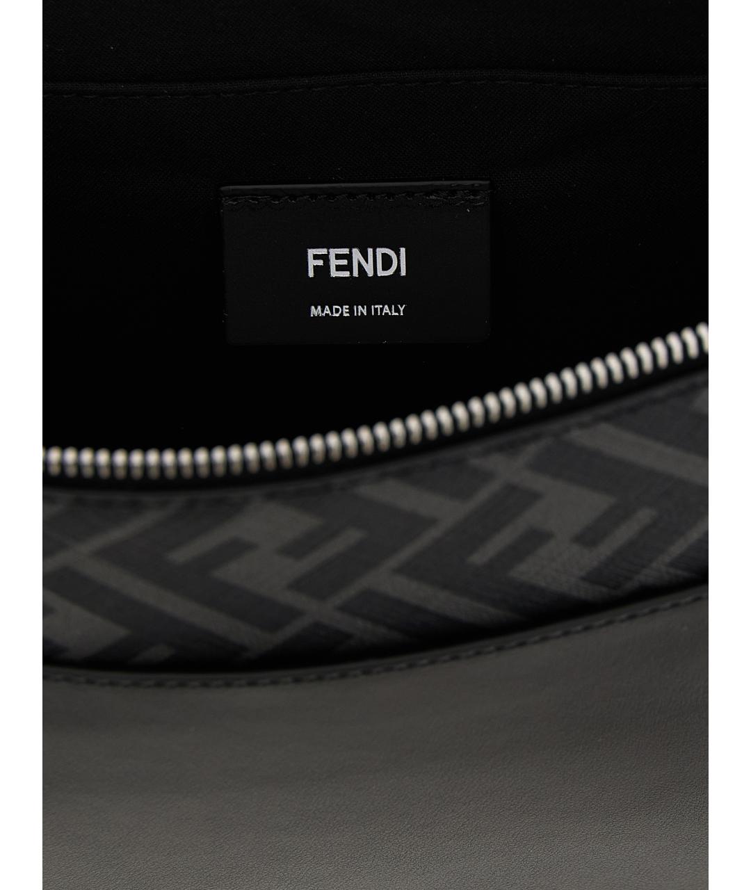 FENDI Черная кожаная барсетка, фото 4