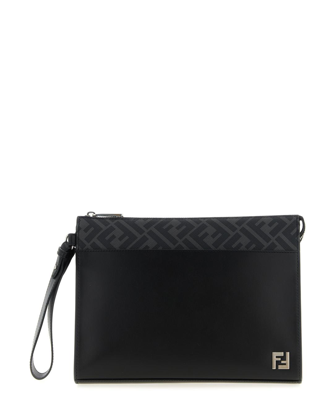 FENDI Черная кожаная барсетка, фото 1