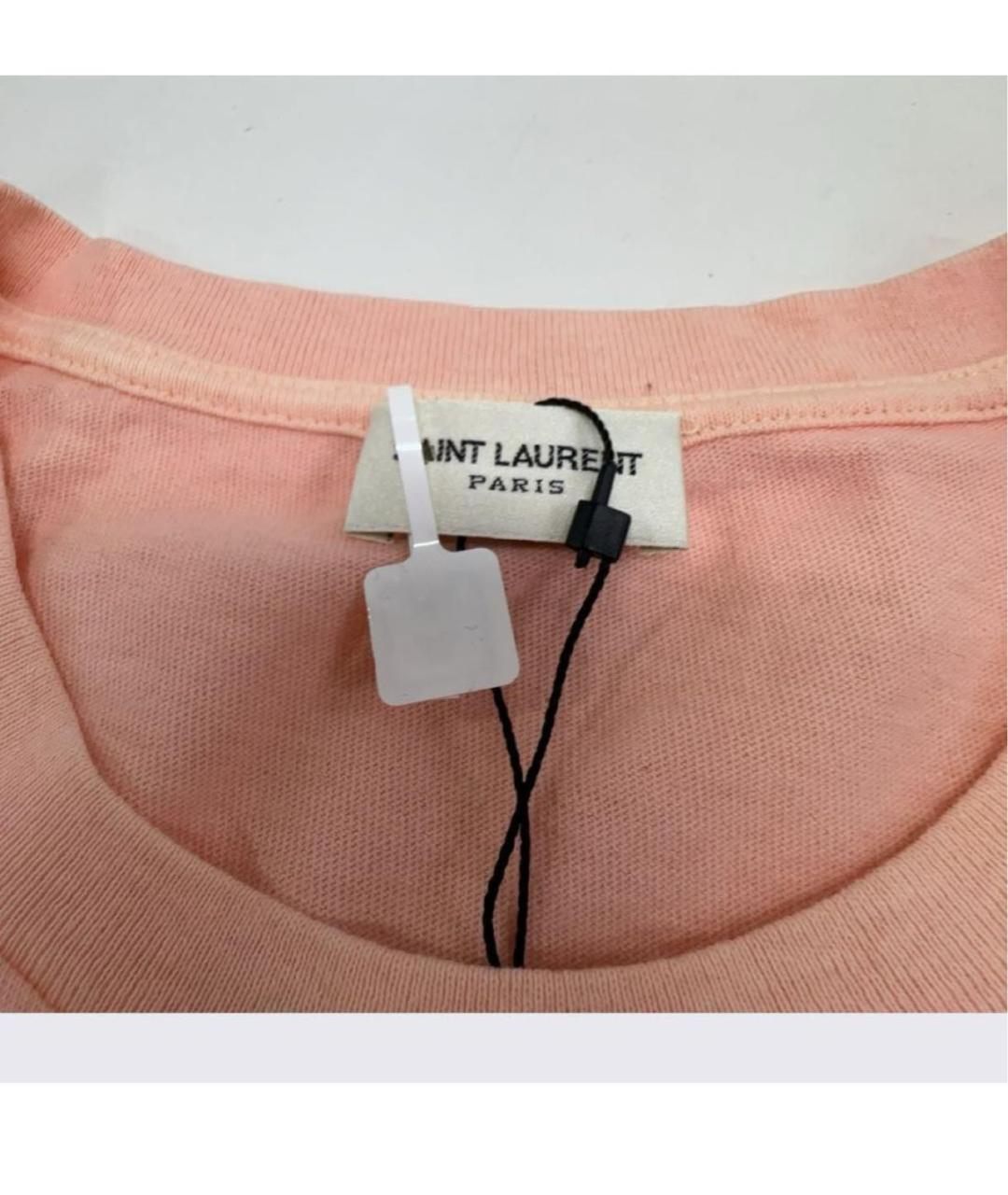 SAINT LAURENT Коралловая хлопковая футболка, фото 5