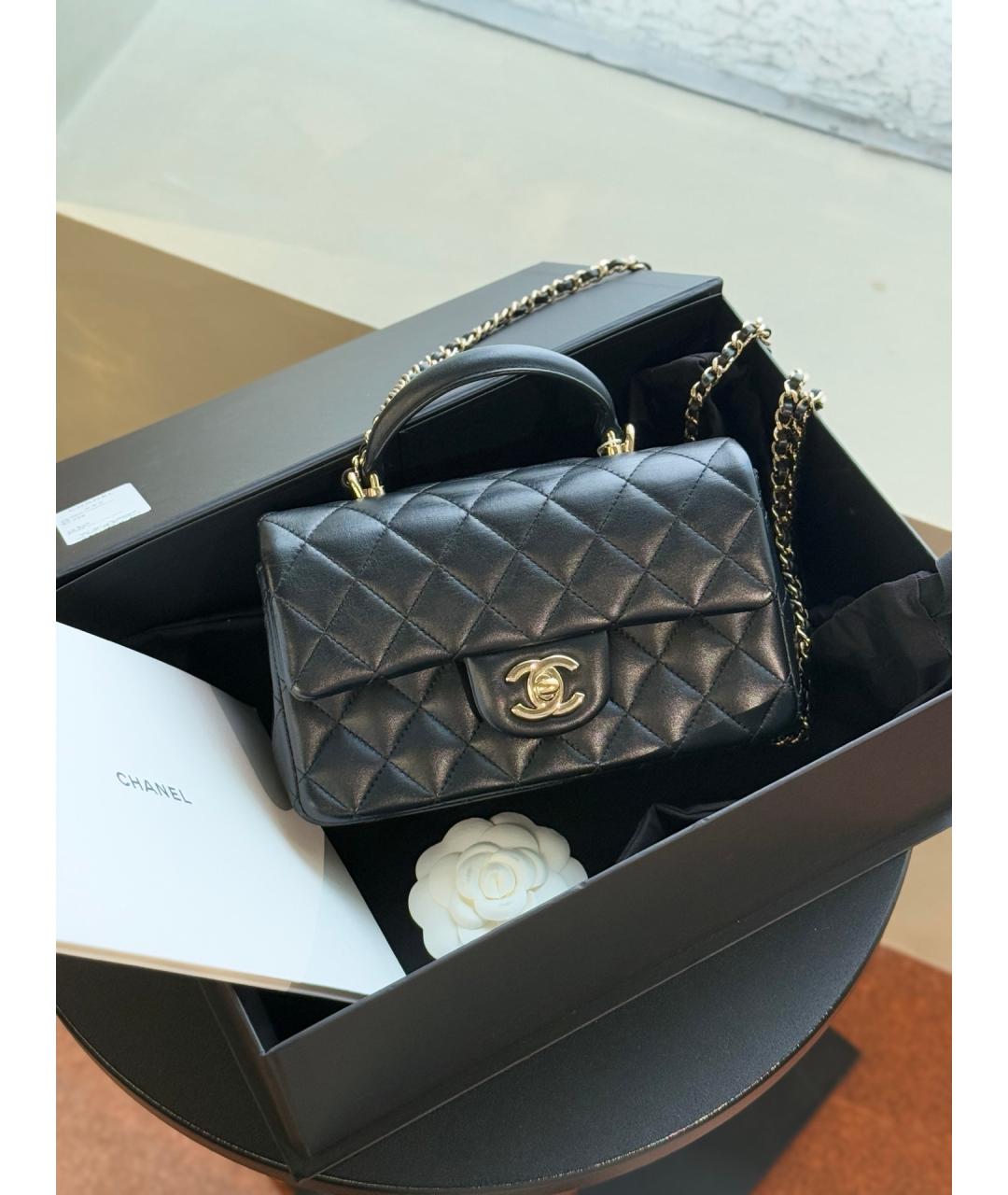 CHANEL Черная кожаная сумка тоут, фото 10