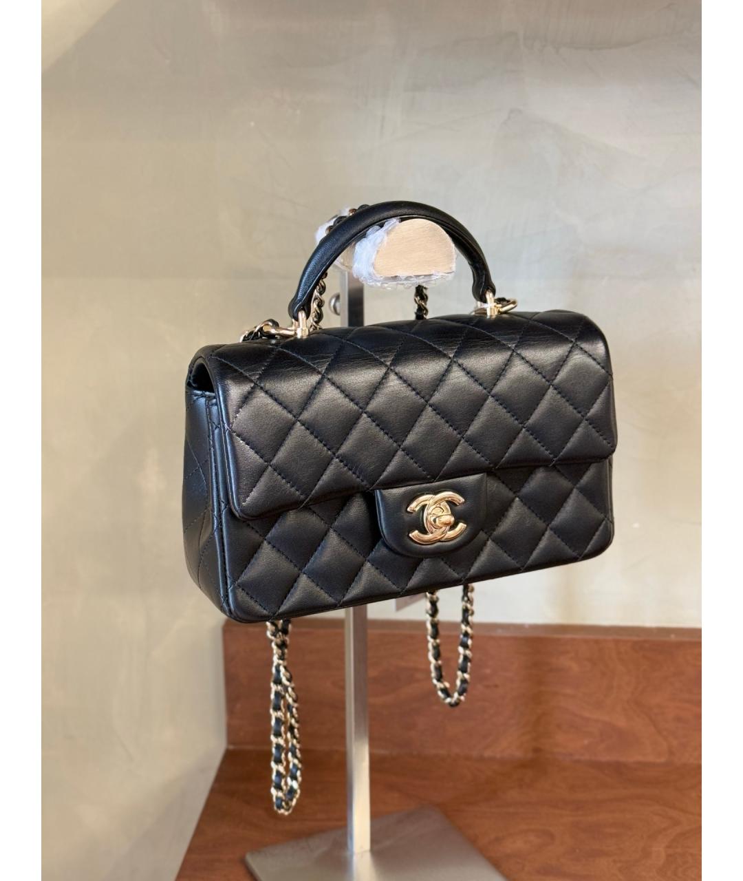 CHANEL Черная кожаная сумка тоут, фото 5