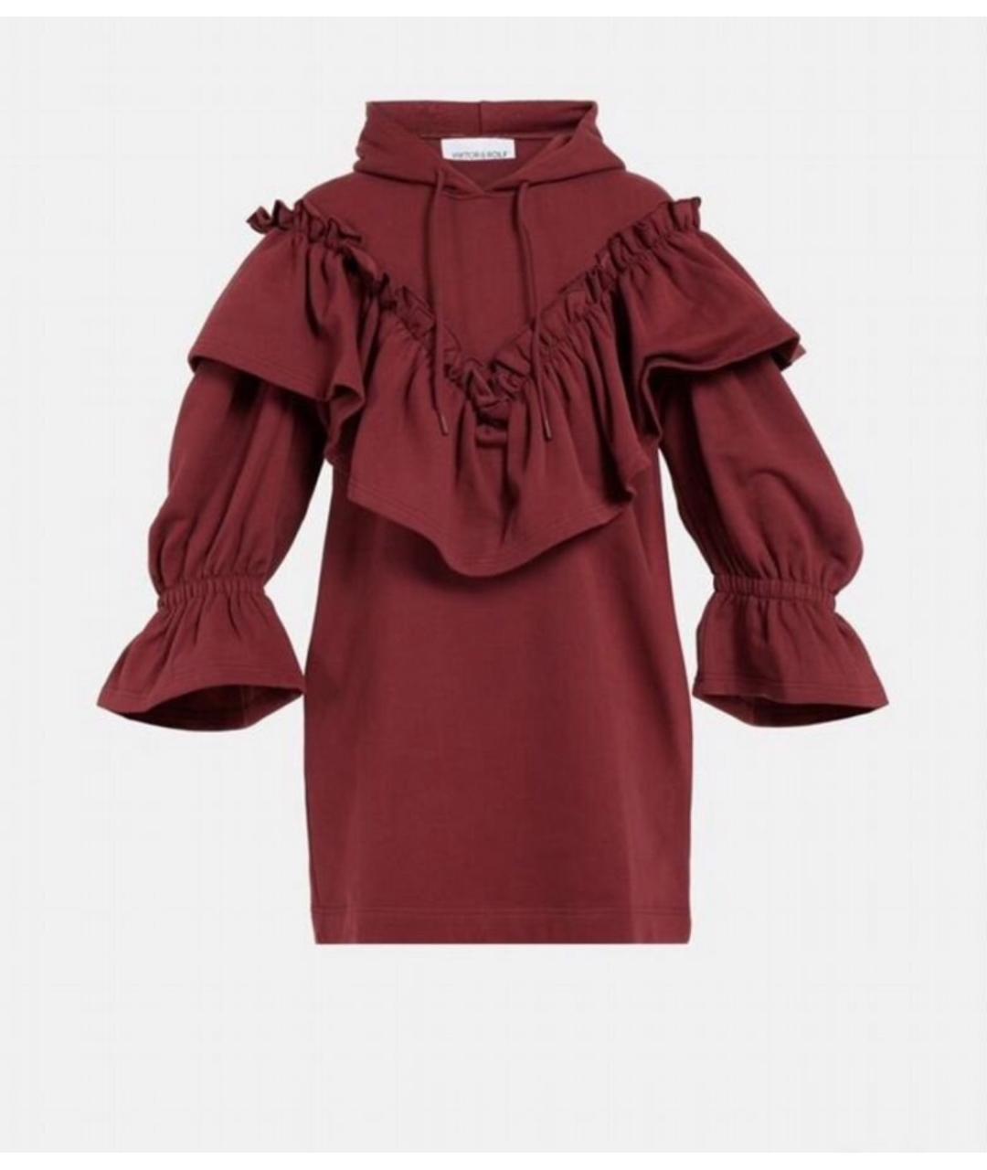 VIKTOR & ROLF Бордовое хлопковое повседневное платье, фото 5