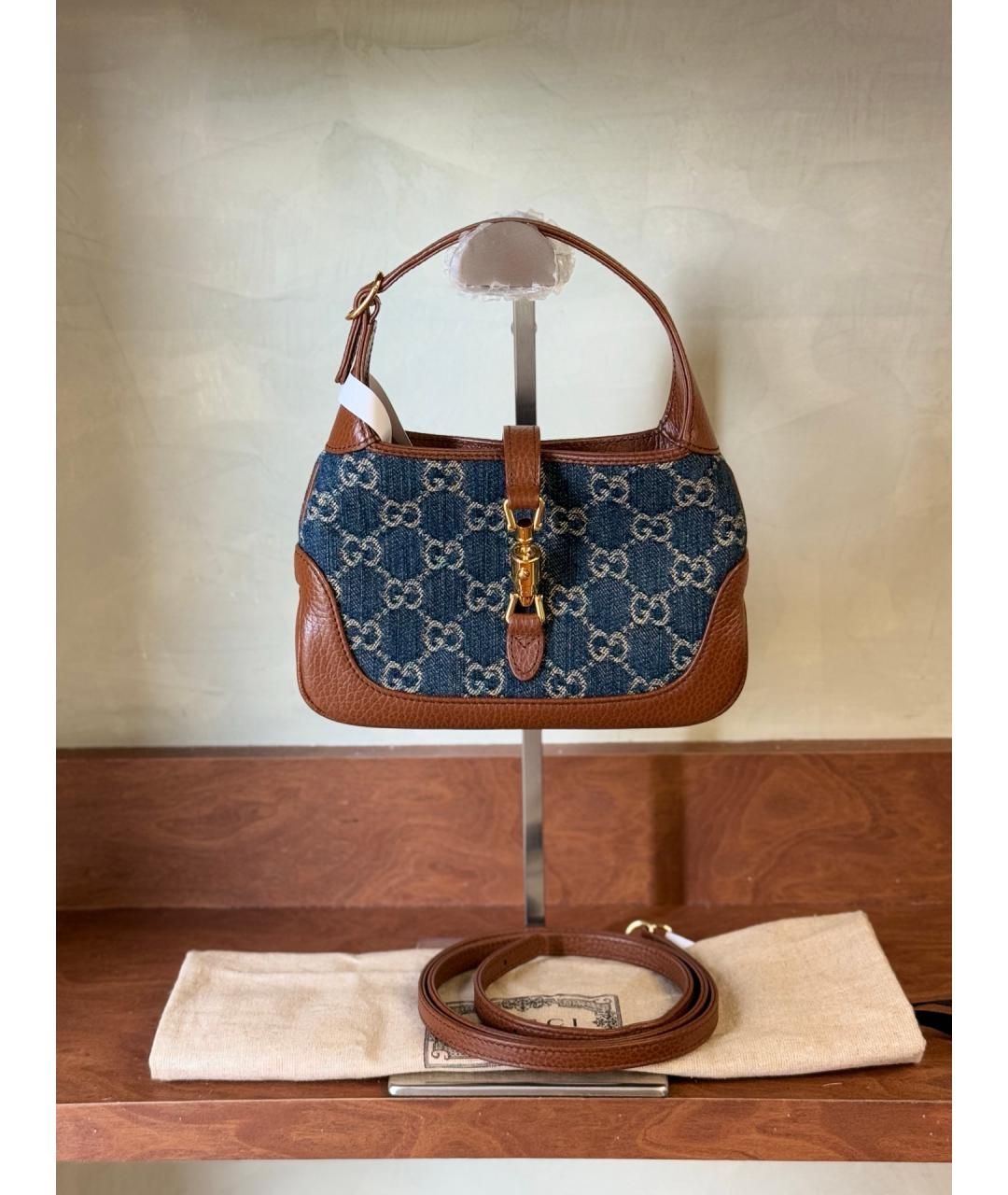 GUCCI Голубая деним сумка тоут, фото 8