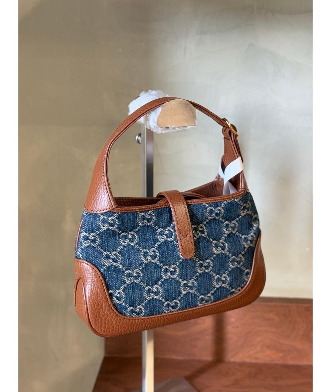 GUCCI Голубая деним сумка тоут, фото 7