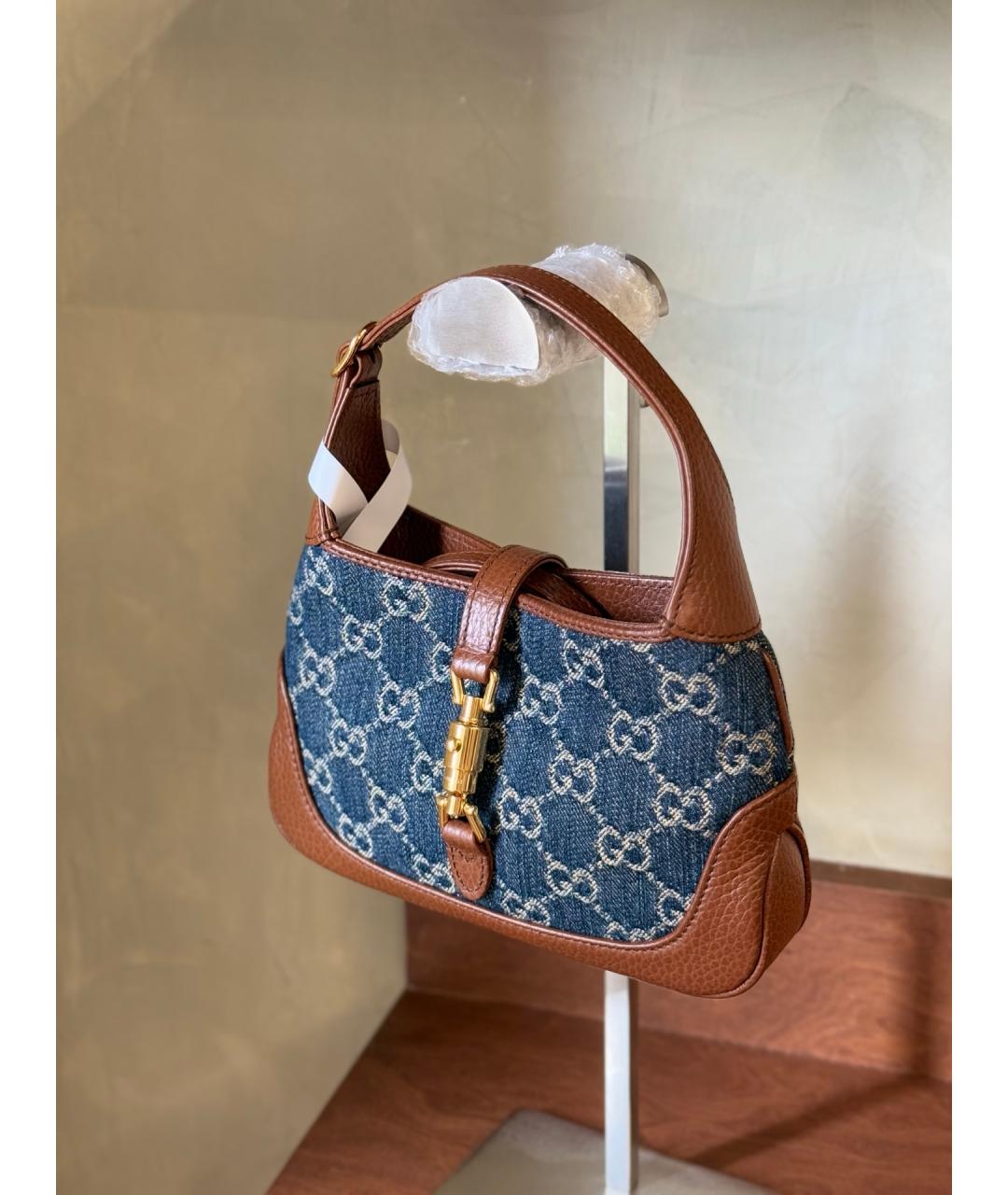 GUCCI Голубая деним сумка тоут, фото 3