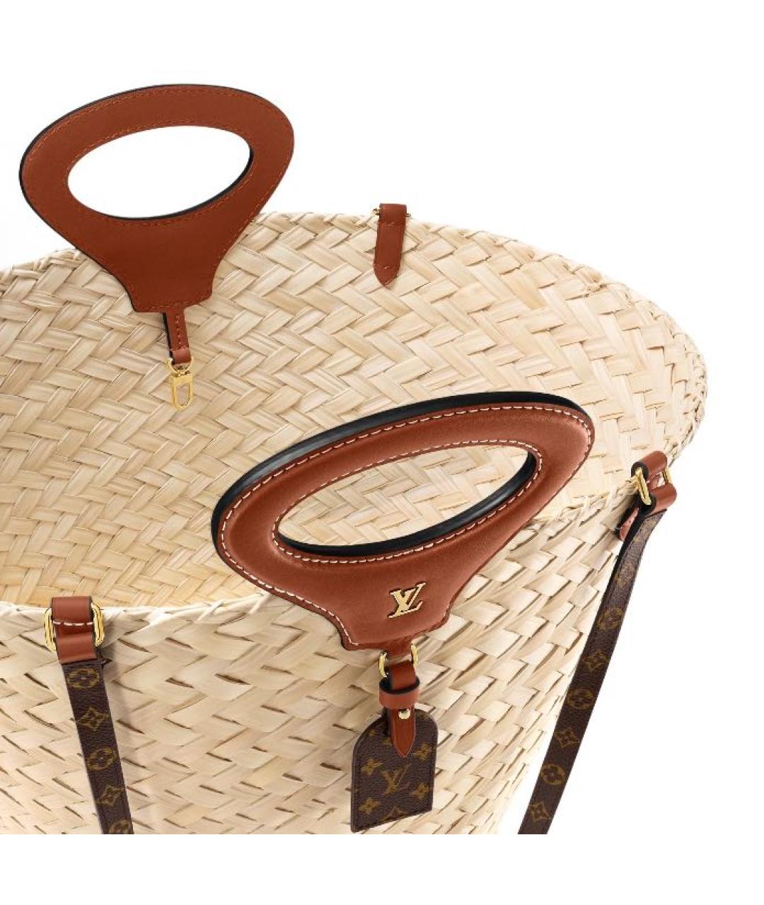 LOUIS VUITTON Бежевая пелетеная пляжная сумка, фото 5