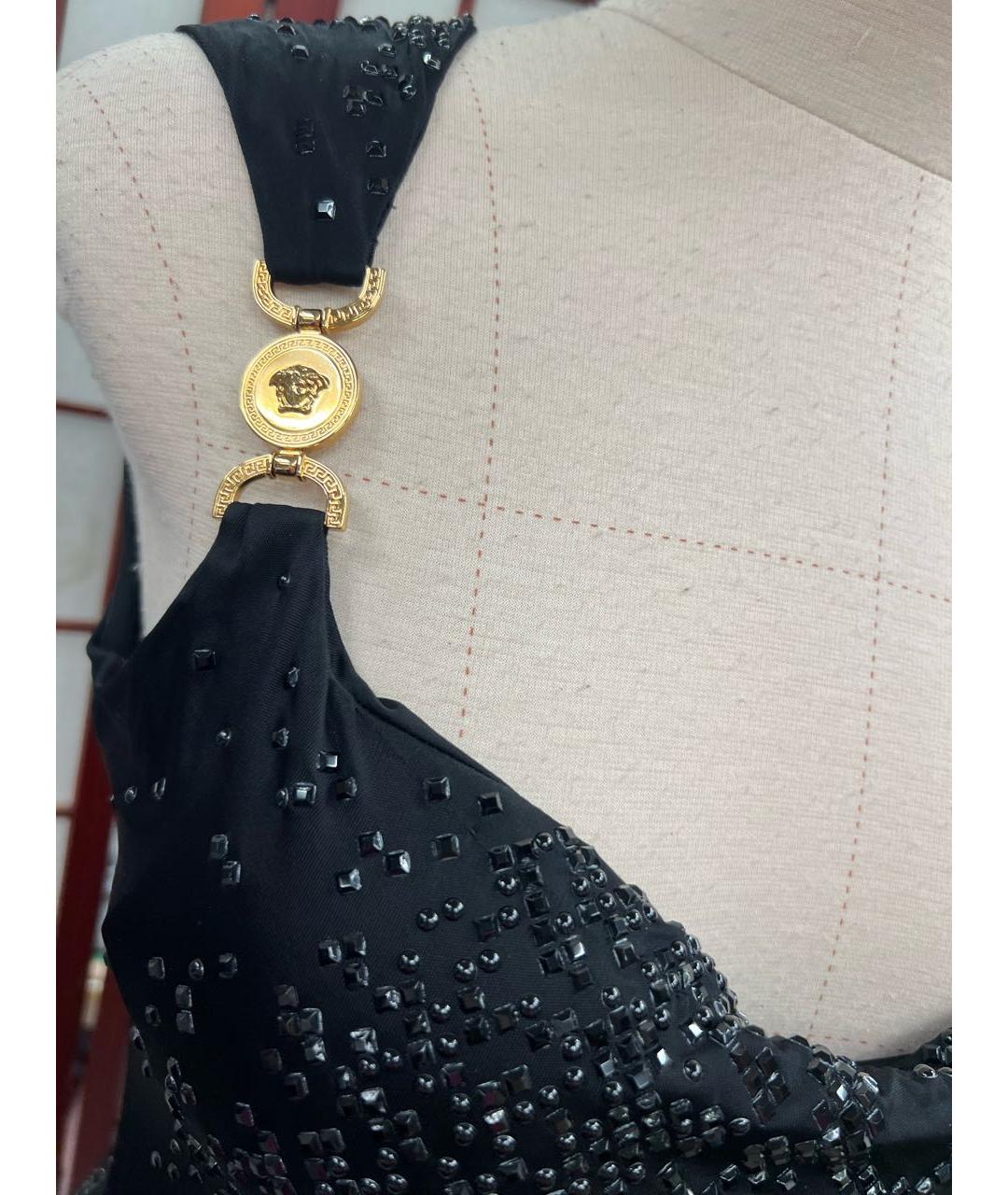 VERSACE Черное вискозное вечернее платье, фото 4