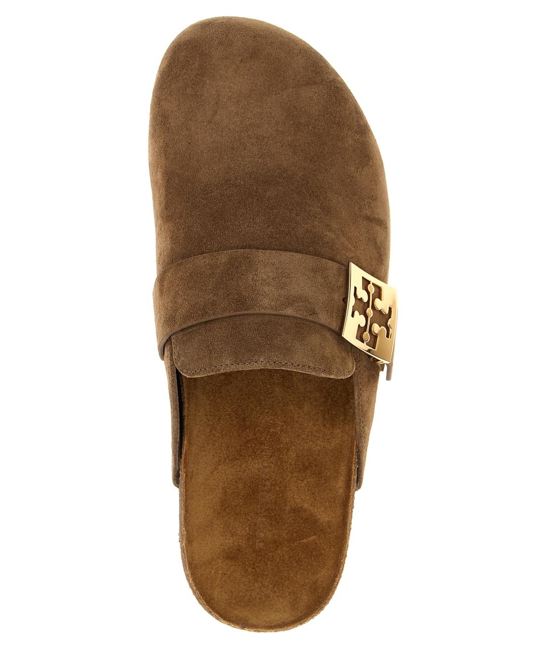 TORY BURCH Коричневые замшевые сабо, фото 4