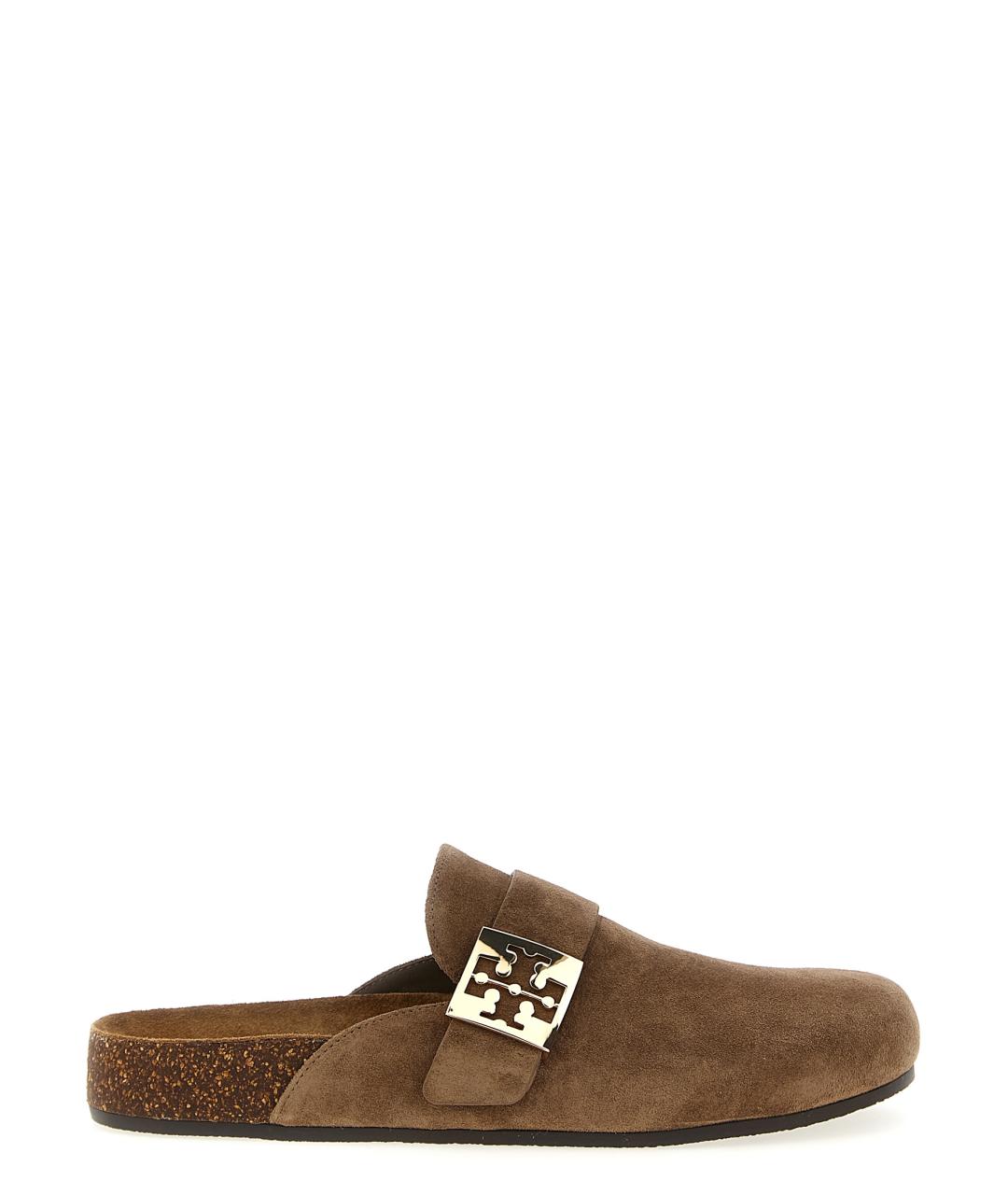 TORY BURCH Коричневые замшевые сабо, фото 1