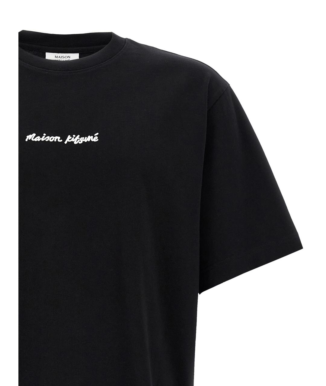 MAISON KITSUNE Черная хлопковая футболка, фото 3
