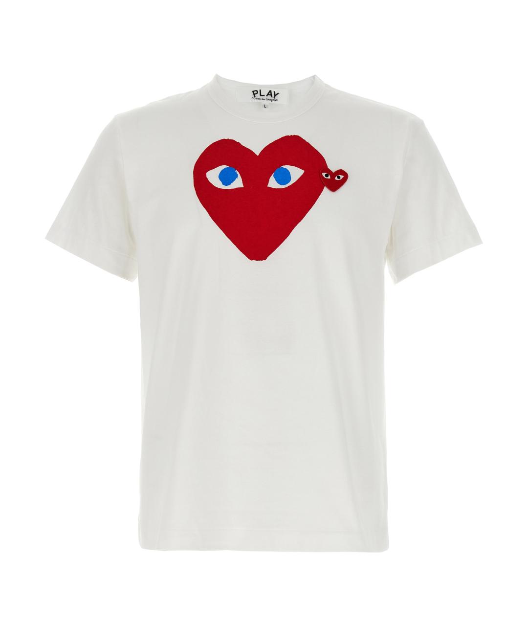 COMME DES GARÇONS PLAY Белая хлопковая футболка, фото 1