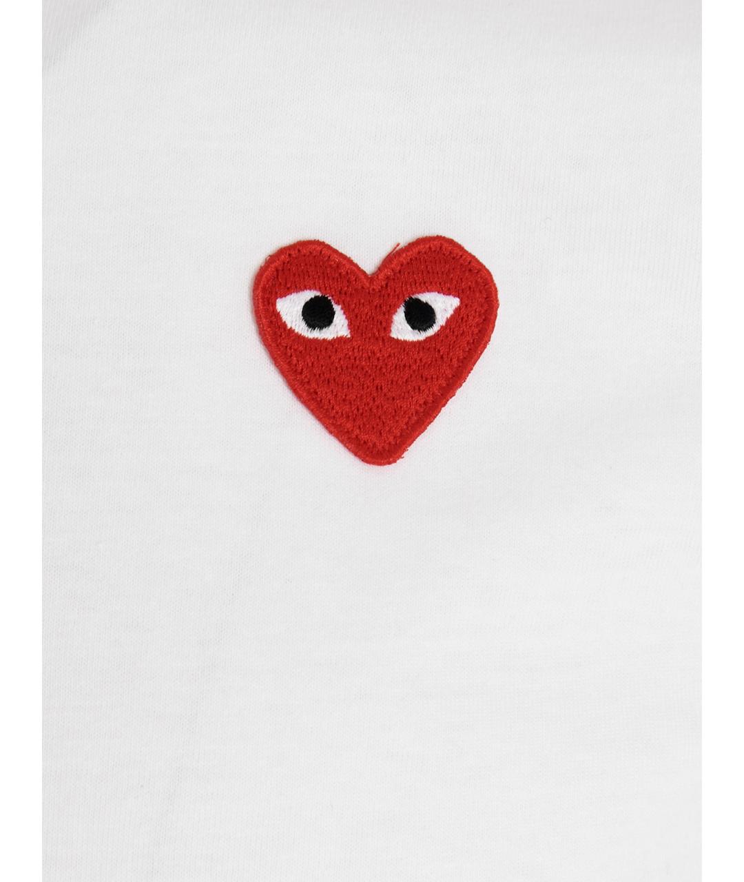 COMME DES GARÇONS PLAY Белая хлопковая футболка, фото 4