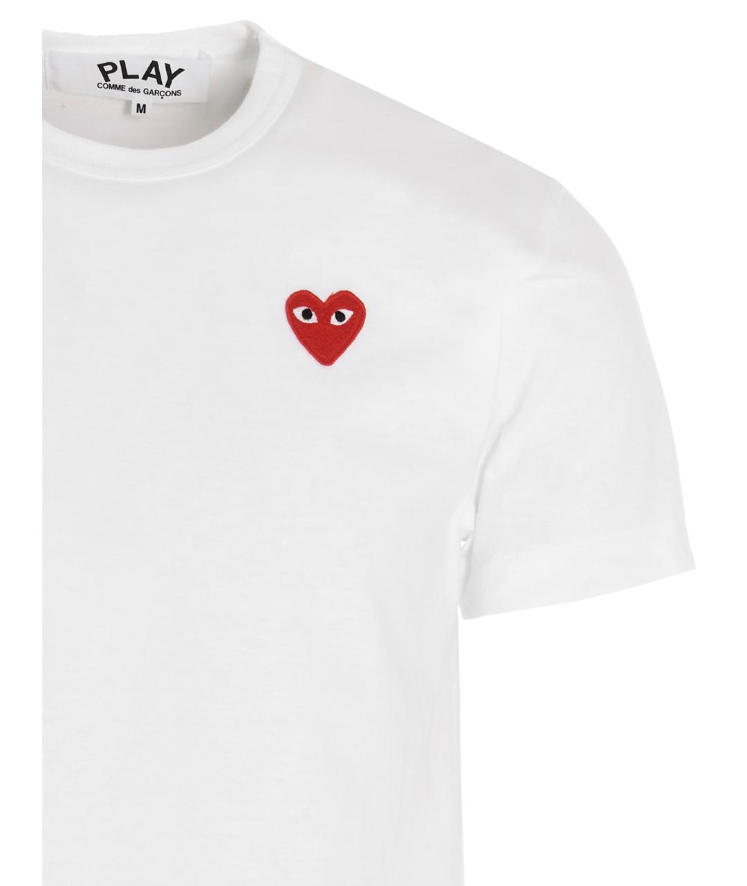 COMME DES GARÇONS PLAY Белая хлопковая футболка, фото 3