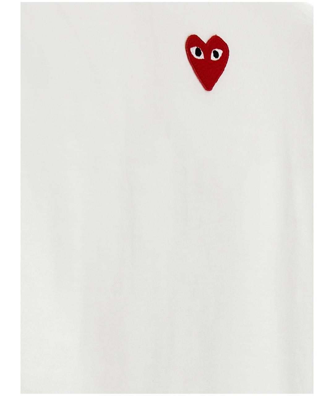 COMME DES GARÇONS PLAY Белая хлопковая футболка, фото 4