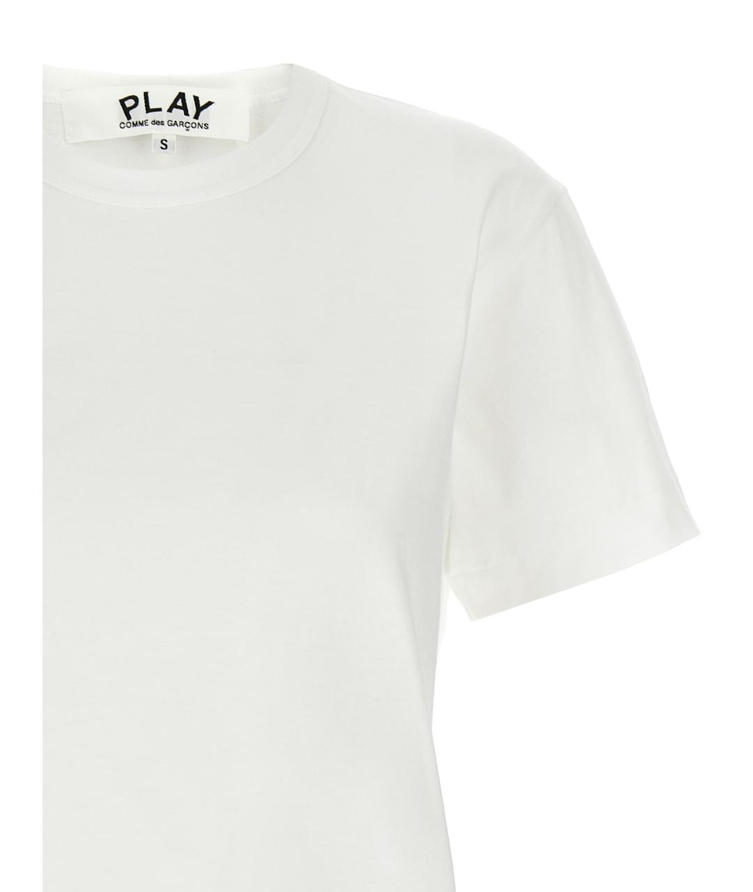 COMME DES GARÇONS PLAY Белая хлопковая футболка, фото 3