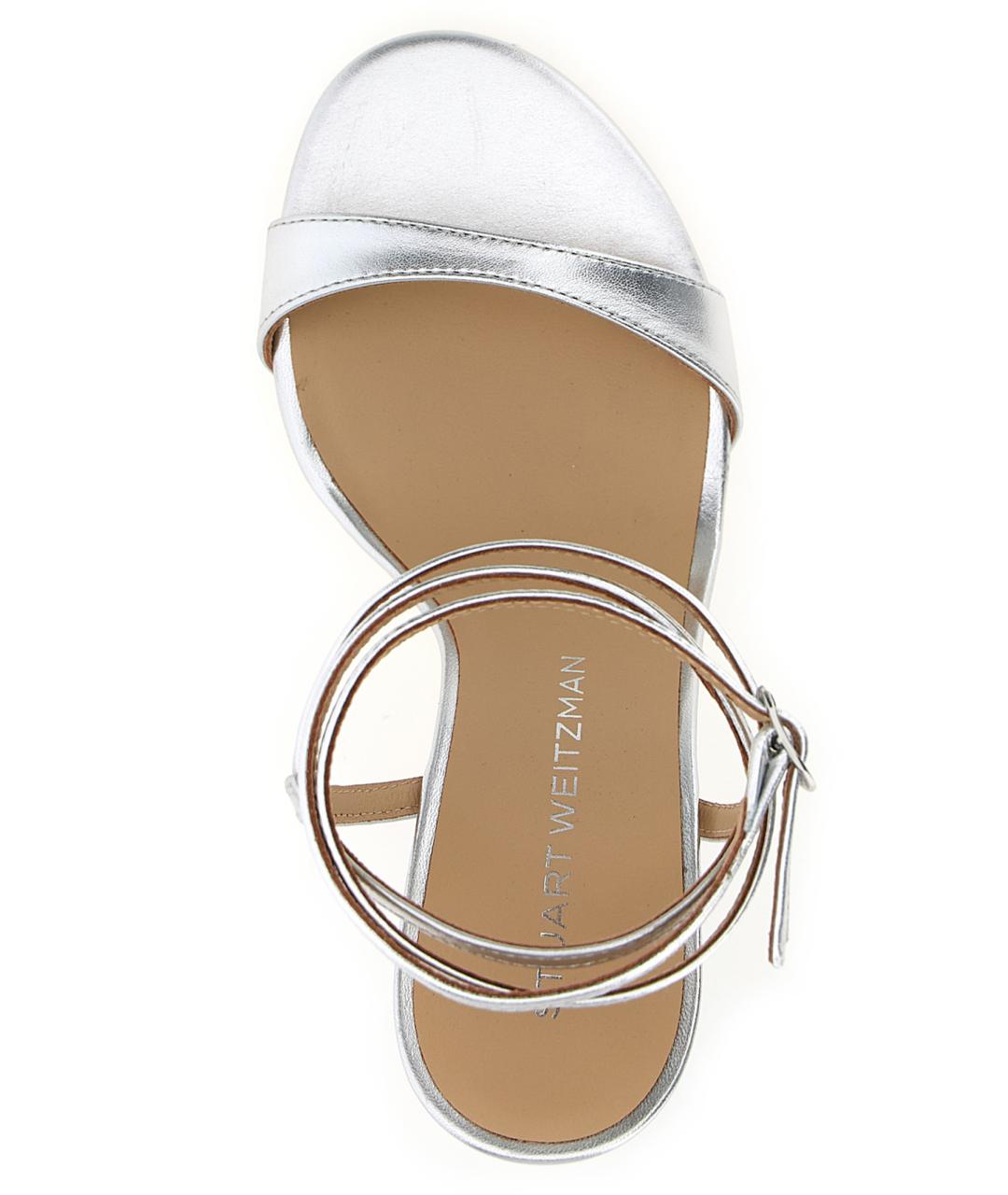 STUART WEITZMAN Серебряные кожаные босоножки, фото 4