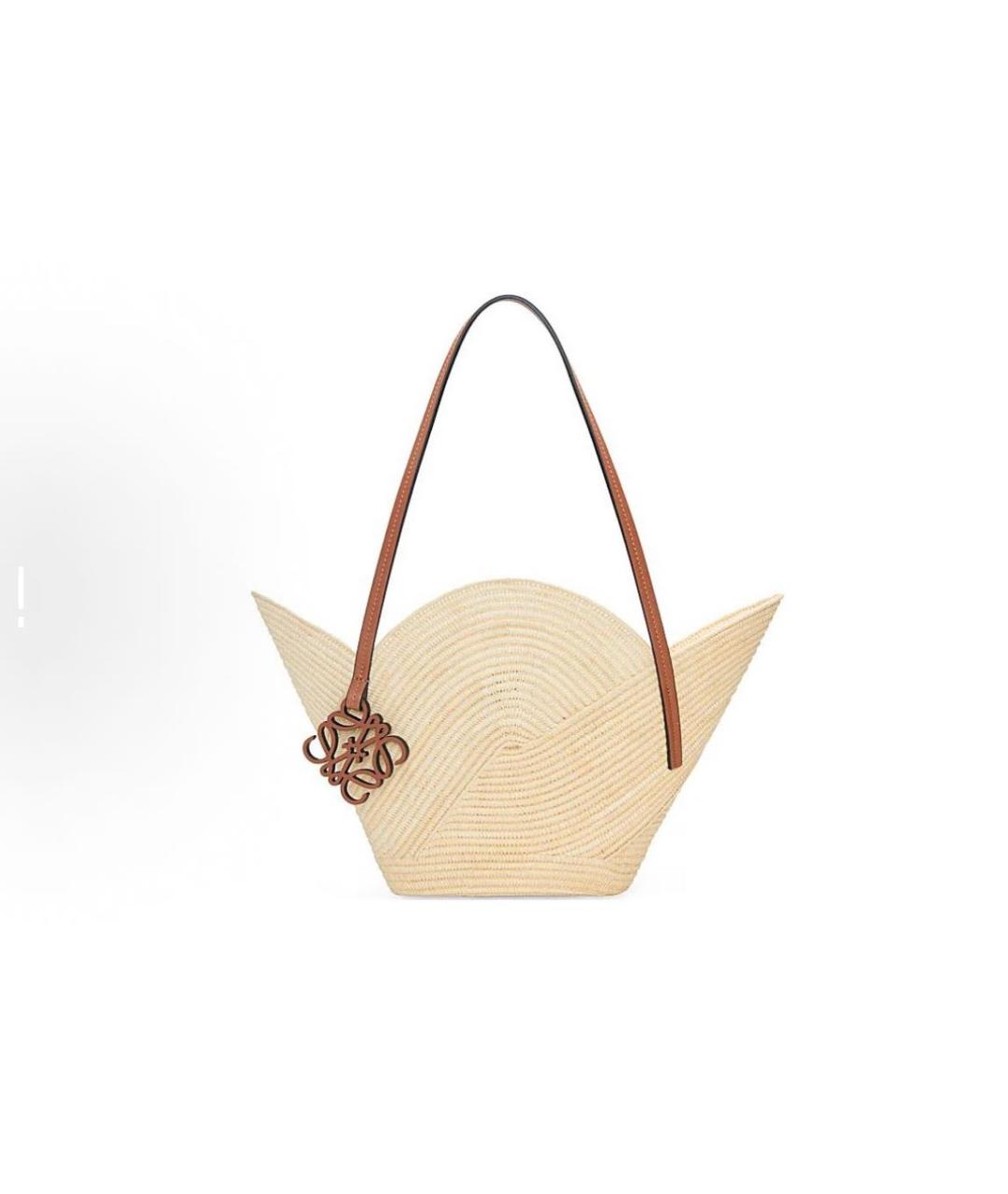 LOEWE Бежевая пелетеная пляжная сумка, фото 6