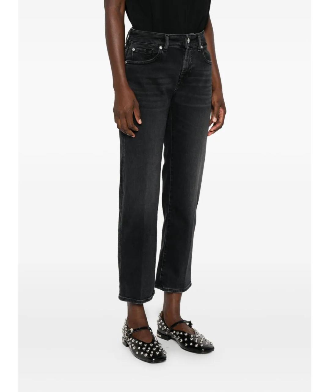 7 FOR ALL MANKIND Черные хлопковые прямые джинсы, фото 5