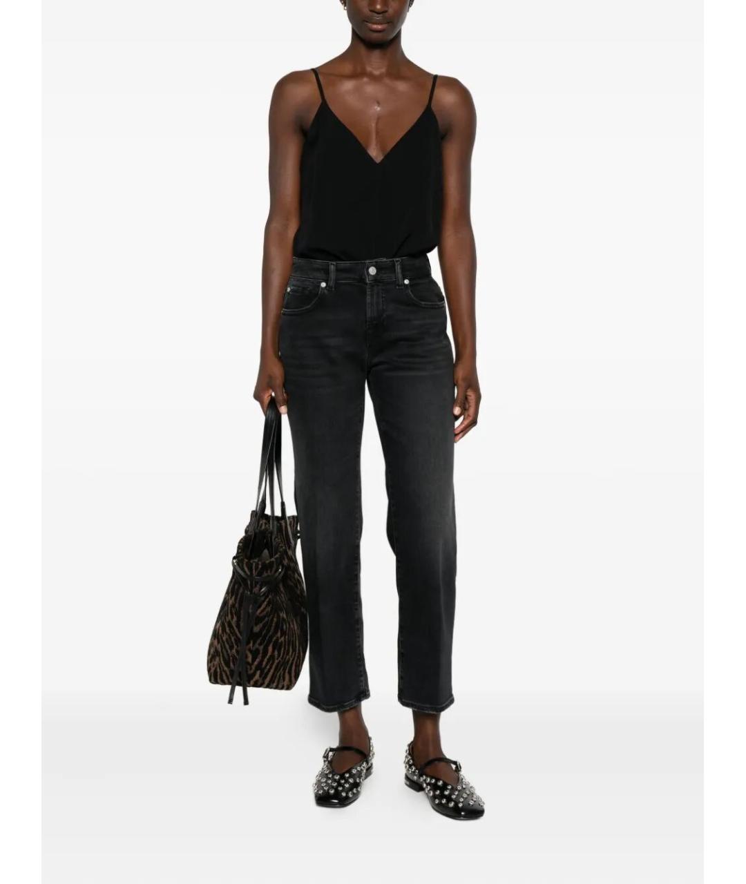 7 FOR ALL MANKIND Черные хлопковые прямые джинсы, фото 2